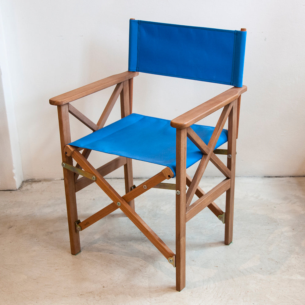 Directors Chair Teak Synthetic Capri Blue